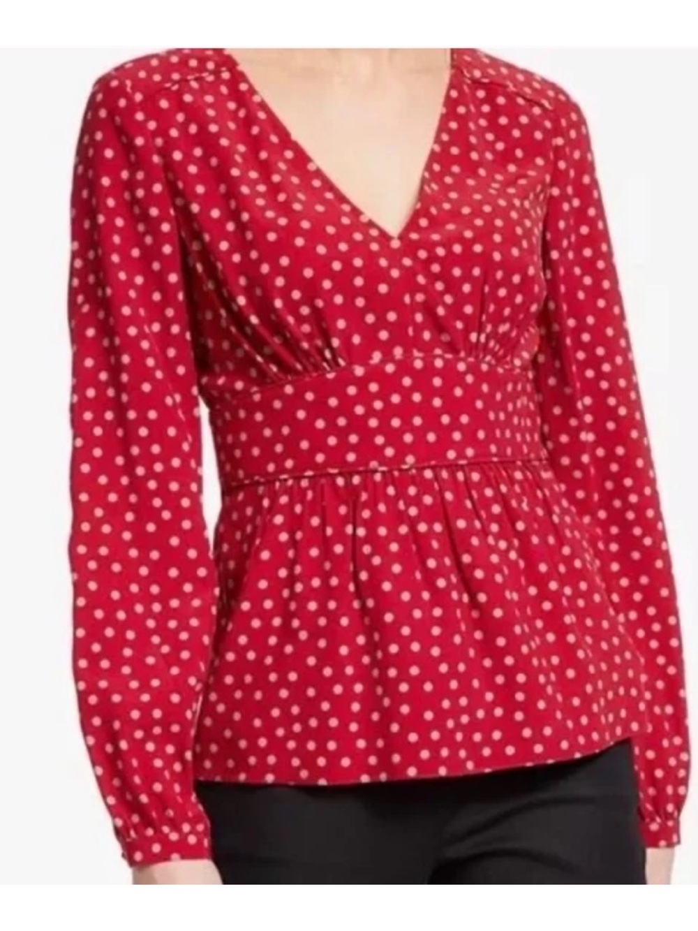 Boden Elsie Red Tan Polka Dot Blouse Size 18